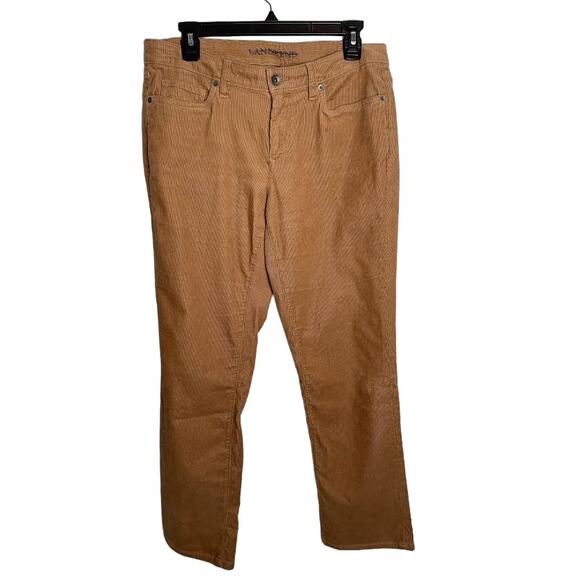 Lands End Corduroy Pants Womens 8 Straight Leg Trousers Old Money Tan Slacks - Picture 1 of 13